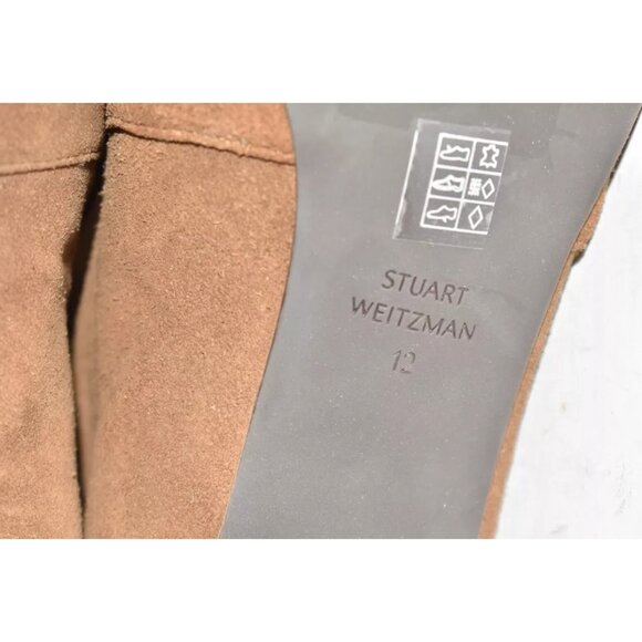 $650 Stuart Weitzman Sofia Block Heel Suede Sock Boots ESPRESSO STRETCH 12 (PB26 - Picture 7 of 8